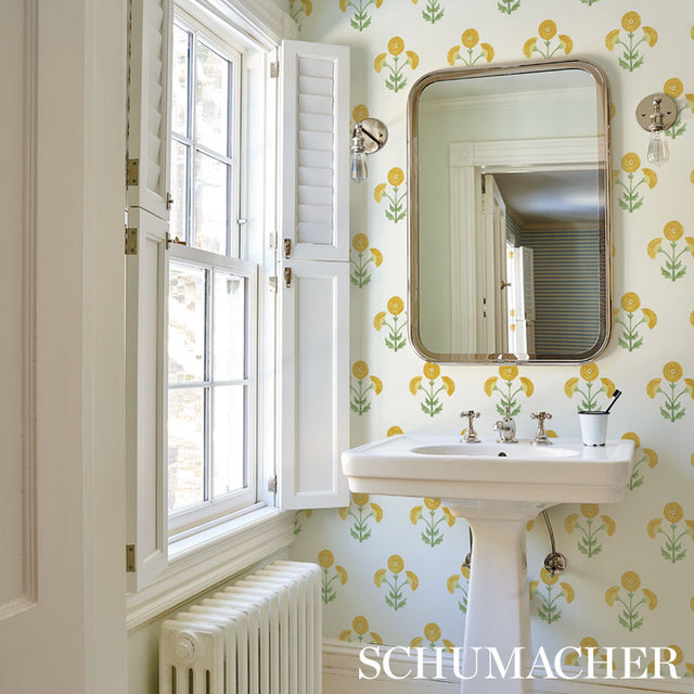 Saranda Flower Marigold by Schumacher Painterly Floral Wallpaper – Schumacher 5012411