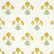 Saranda Flower wallpaper in Marigold by Schumacher, featuring stylized yellow marigold flowers on a fibrous background.