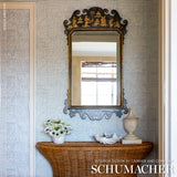 Katama Blue on Ivory by Caroline Z Hurley Modern Linear Block Wallpaper – Schumacher 5012421