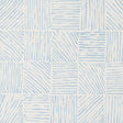 Katama blue on ivory linear block pattern wallpaper by Caroline Z Hurley for Schumacher, shown in a modern interior setting.