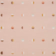 Joshua Tree Hand Printed Sisal wallpaper in Petal by Caroline Z Hurley for Schumacher, featuring hand screen printed moons on a pink sisal background.
