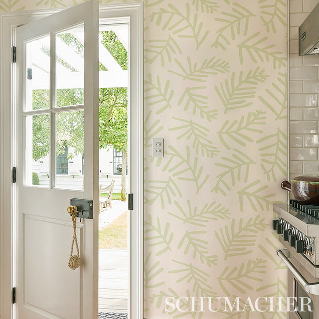 TIAH COVE Sage Leaf by Caroline Z Hurley Botanical Wallpaper – Schumacher 5012450