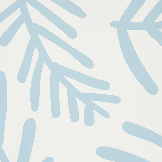 Tiah Cove Blue Leaf by Schumacher Caroline Z Hurley Collection Wallpaper – Schumacher 5012451