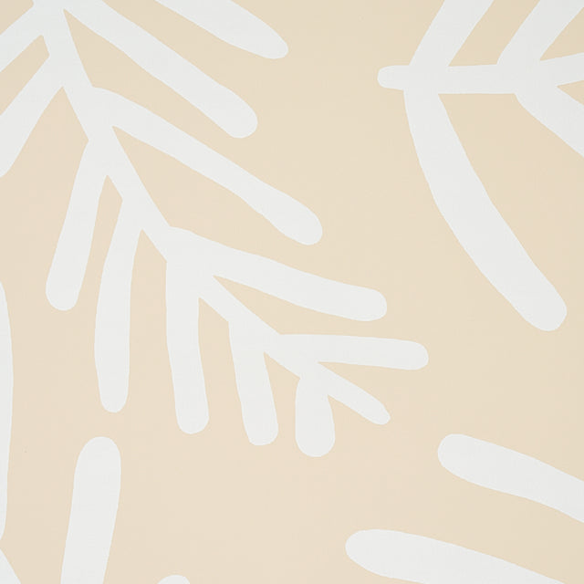 TIAH COVE Ivory on Natural by Caroline Z Hurley Modern Abstract Botanical Wallpaper – Schumacher 5012452