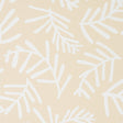TIAH COVE wallpaper in Ivory on Natural by Caroline Z Hurley for Schumacher, abstract botanical pattern shown in kitchen interior.