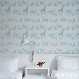 Jungle Jubilee Blue by Schumacher Playful Animal Wallpaper – Schumacher 5012470