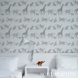 Jungle Jubilee Charcoal by Schumacher Playful Hand-Drawn Animal Wallpaper – Schumacher 5012471
