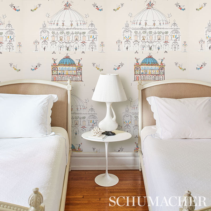 Opera Ivory by Schumacher Whimsical Opera House Wallpaper – Schumacher 5012481