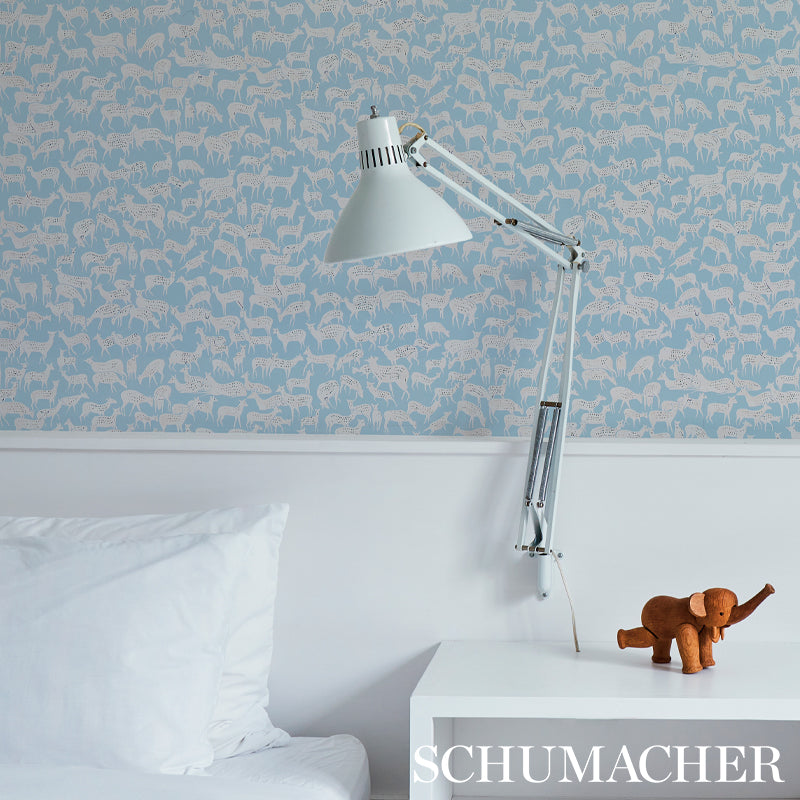 FAUNA Slate Blue Animal Wallpaper – Schumacher 5012490