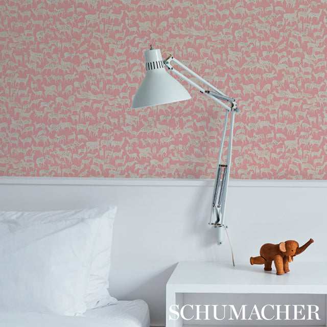 Fauna Dusty Pink by Schumacher Whimsical Animal Wallpaper – Schumacher 5012491