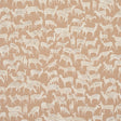 Miniature herds of hand-drawn deer in fawn color on FAUNA wallpaper by Schumacher, Flight of Fancy collection.