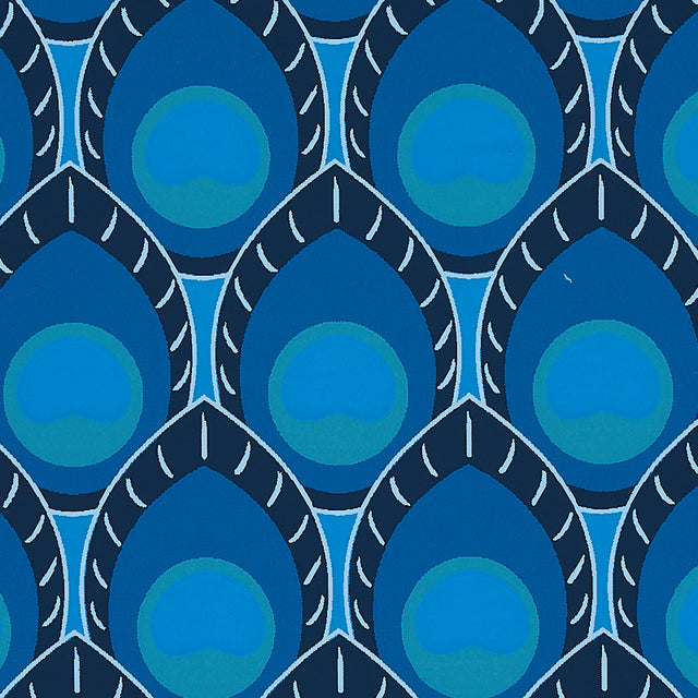Dawnridge Peacock by Cristina Buckley Bold Blue Geometric Wallpaper – Schumacher 5012521