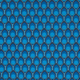 Dawnridge Peacock wallpaper by Schumacher, featuring a bold blue and teal peacock feather-inspired geometric pattern, shown in a styled interior and close-up views.