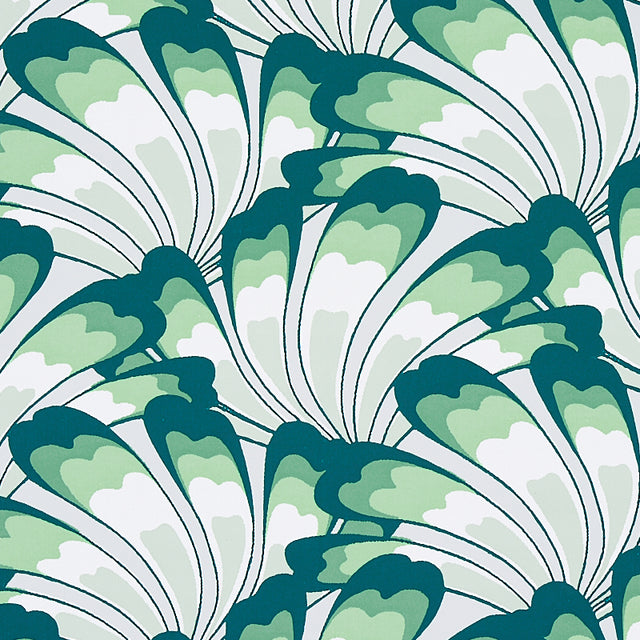 Gotham Swing Sage by Schumacher Art Deco Fan Pattern Wallpaper – Schumacher 5012531