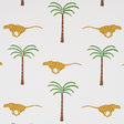 A Wild Desert Dream wallpaper in Safari by Schumacher featuring cheetahs and palm trees on a white background.