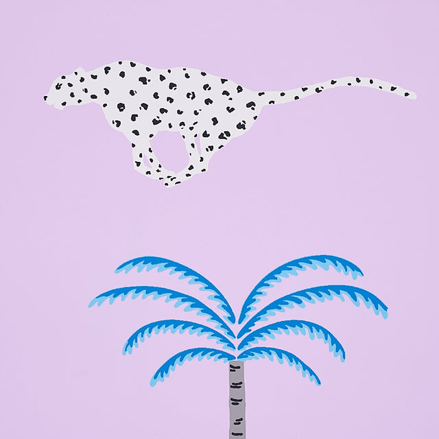 A Wild Desert Dream Orchid by Schumacher Whimsical Cheetah and Palm Tree Wallpaper – Schumacher 5012541