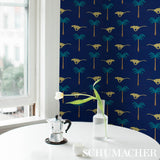 A Wild Desert Dream Midnight by Schumacher Playful Cheetah and Palm Tree Wallpaper – 5012542