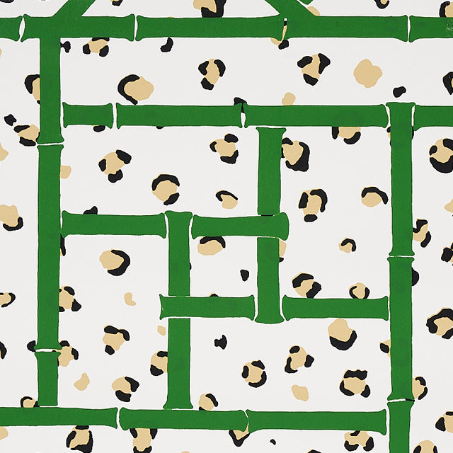 Fancy Beast Safari Green/Ivory by Cristina Buckley Hollywood Regency Wallpaper – Schumacher 5012560