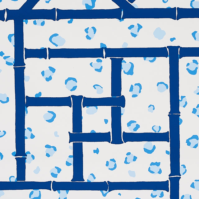 Fancy Beast Indigo by Cristina Buckley Hollywood Regency Trellis Wallpaper – Schumacher 5012561