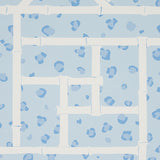 Fancy Beast Sky Blue by Cristina Buckley Hollywood Regency Leopard Trellis Wallpaper – Schumacher 5012562