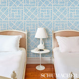 Fancy Beast Sky Blue by Cristina Buckley Hollywood Regency Leopard Trellis Wallpaper – Schumacher 5012562