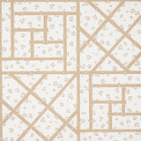 Fancy Beast Sand by Cristina Buckley for Schumacher. Hollywood Regency inspired wallpaper with a sand and ivory leopard spot and trellis motif.