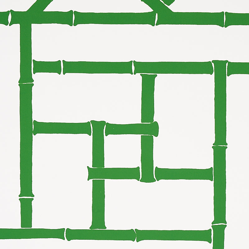 Trellis Safari Green by Cristina Buckley Bamboo Fretwork Wallpaper – Schumacher 5012571