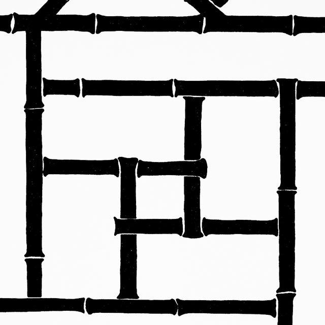Trellis Black Bamboo Fretwork Geometric Wallpaper by Cristina Buckley – Schumacher 5012572