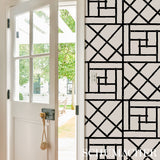 Trellis Black Bamboo Fretwork Geometric Wallpaper by Cristina Buckley – Schumacher 5012572