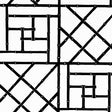 Trellis black bamboo fretwork geometric wallpaper by Cristina Buckley for Schumacher shown in a modern entryway