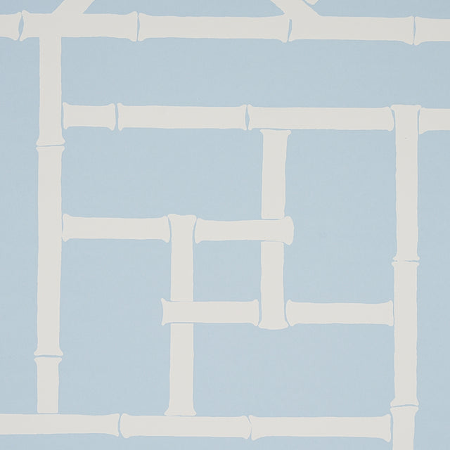 Trellis Sky Blue by Cristina Buckley Glamorous Bamboo Fretwork Wallpaper – Schumacher 5012573
