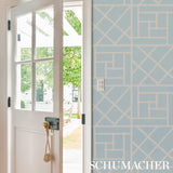 Trellis Sky Blue by Cristina Buckley Glamorous Bamboo Fretwork Wallpaper – Schumacher 5012573