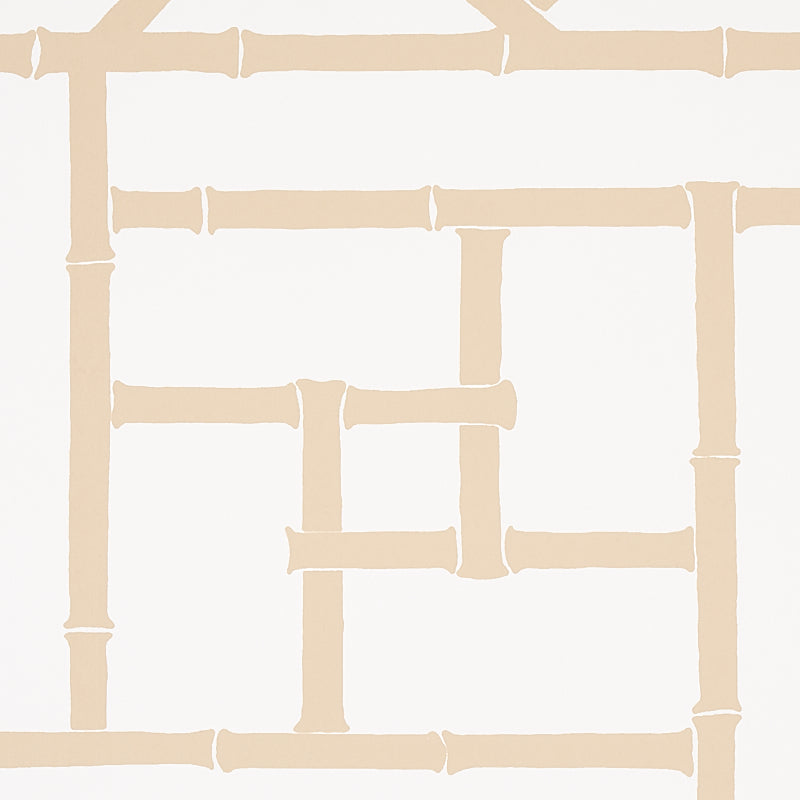 Trellis Sand by Cristina Buckley Geometric Bamboo Fretwork Wallpaper – Schumacher 5012574