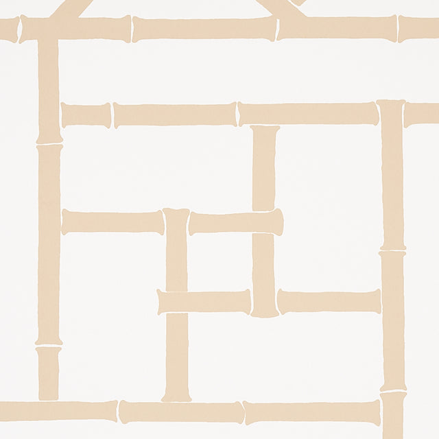Trellis Sand by Cristina Buckley Geometric Bamboo Fretwork Wallpaper – Schumacher 5012574