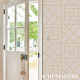 Trellis Sand by Cristina Buckley Geometric Bamboo Fretwork Wallpaper – Schumacher 5012574