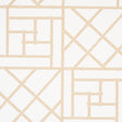 Trellis Sand by Cristina Buckley for Schumacher - geometric bamboo fretwork wallpaper in beige and white