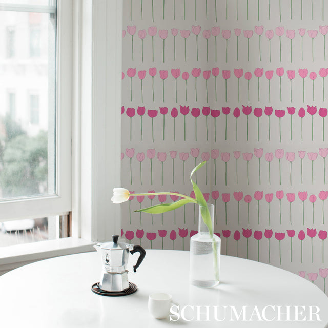 Edie Pink Ladies by Cristina Buckley Floral Wallpaper – Schumacher 5012581