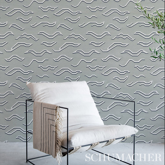 Kata Sisal Mineral by Schumacher Abstract Handprinted Sisal Wallcovering – Schumacher 5012641