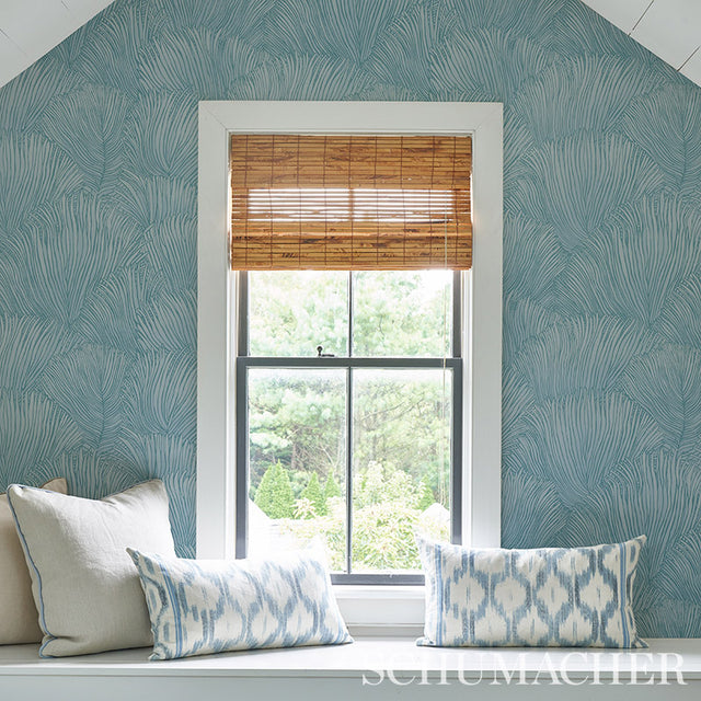 FONDALE Aqua Botanical Palm Frond Wallpaper – Schumacher 5012651