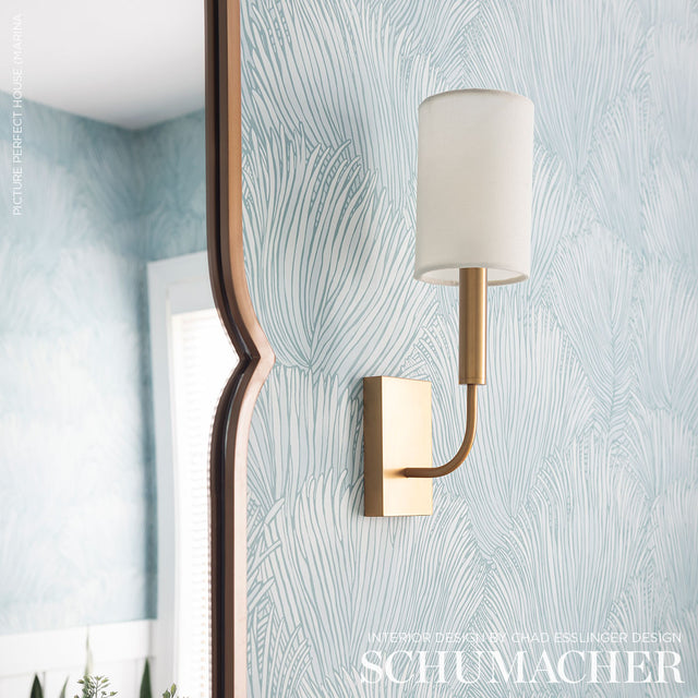 FONDALE Aqua Botanical Palm Frond Wallpaper – Schumacher 5012651