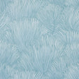 Aqua palm frond botanical wallpaper with scalloped arrangement and ombré effect from Schumacher's Mystique collection.