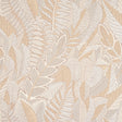 Japura Forest wallpaper in a neutral colorway featuring a dense, large-scale botanical leaf pattern, styled in a modern living space.