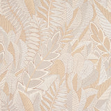 Japura Forest wallpaper in a neutral colorway featuring a dense, large-scale botanical leaf pattern, styled in a modern living space.