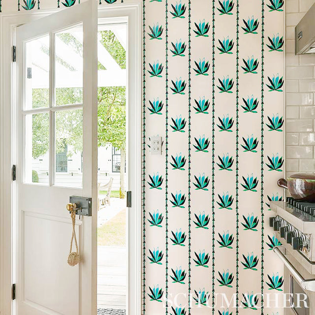 Agave Stripe Lanai by Schumacher Peg Norriss Collection Botanical Stripe Wallpaper – Schumacher 5012680