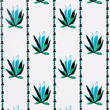 Agave Stripe Lanai wallpaper by Schumacher featuring stylized agave motifs in painterly stripes, designed by Peg Norriss.