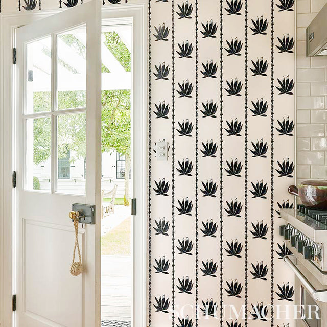 Agave Stripe Parchment by Peg Norriss Modern Botanical Stripe Wallpaper – Schumacher 5012681