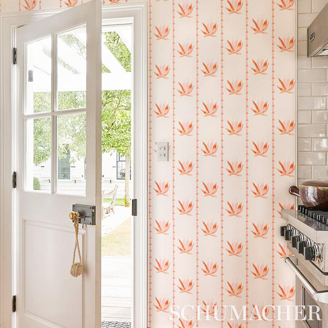 Agave Stripe Grapefruit by Peg Norriss Modern Botanical Wallpaper – Schumacher 5012682