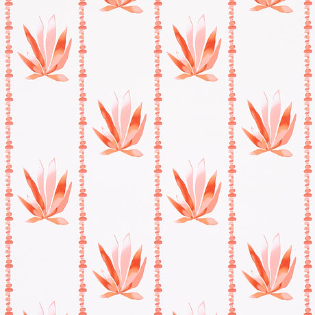 Agave Stripe wallpaper in Grapefruit by Peg Norriss for Schumacher, featuring stylized agave motifs in painterly stripes.