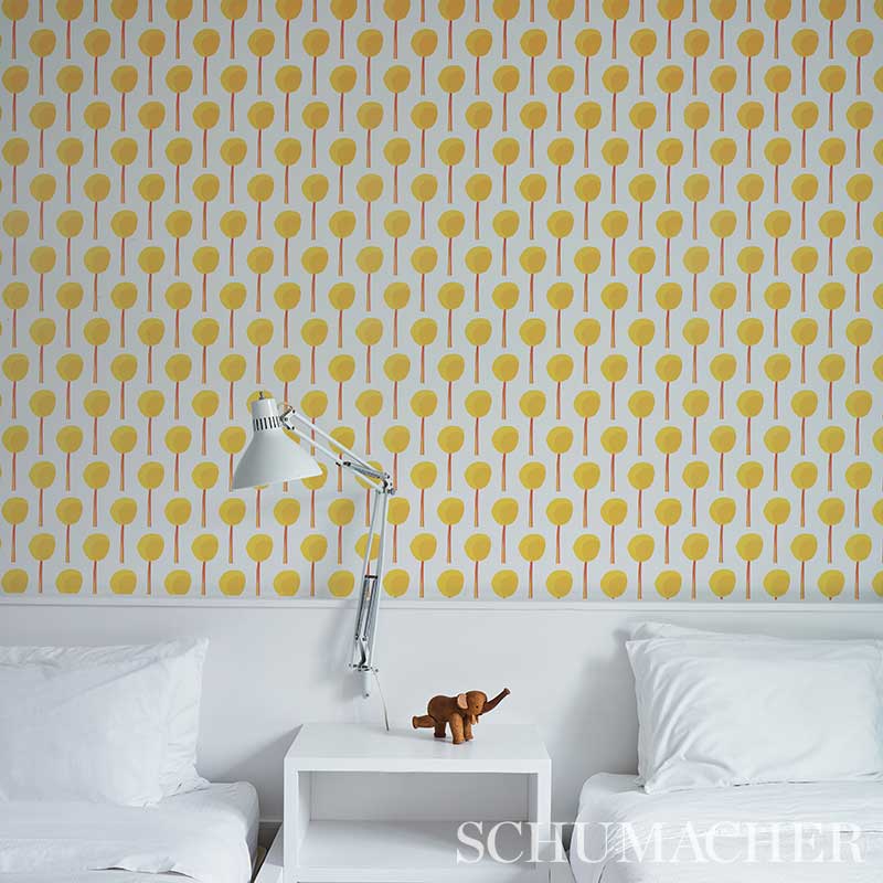 Topiary Marigold by Peg Norriss Graphic Botanical Wallpaper – Schumacher 5012700
