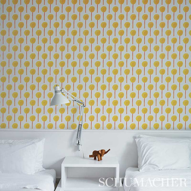 Topiary Marigold by Peg Norriss Graphic Botanical Wallpaper – Schumacher 5012700